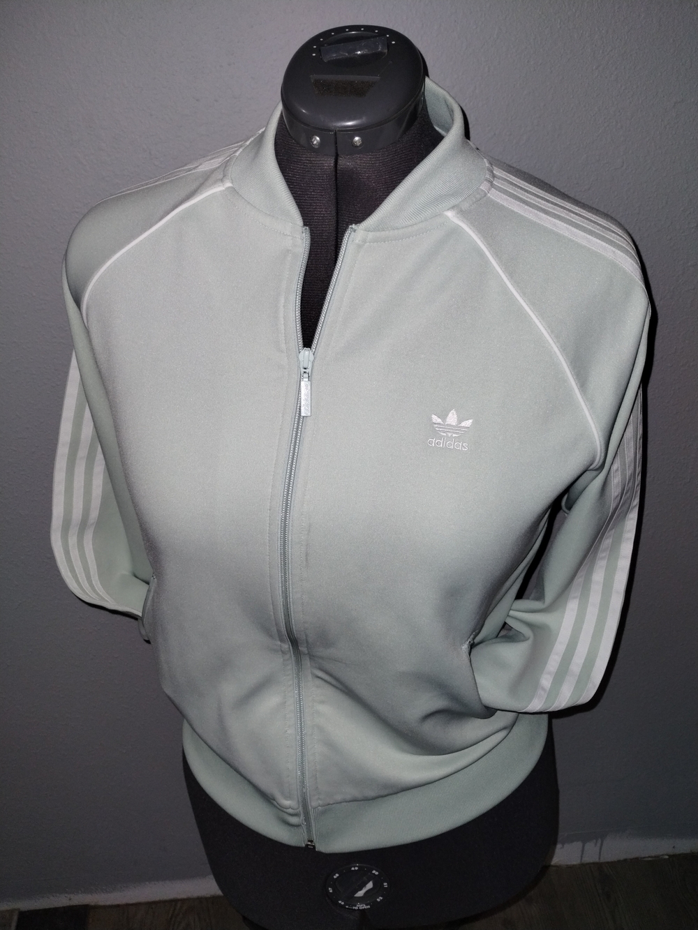Adidas Light Sage Green Three-Stripe Track Jacket